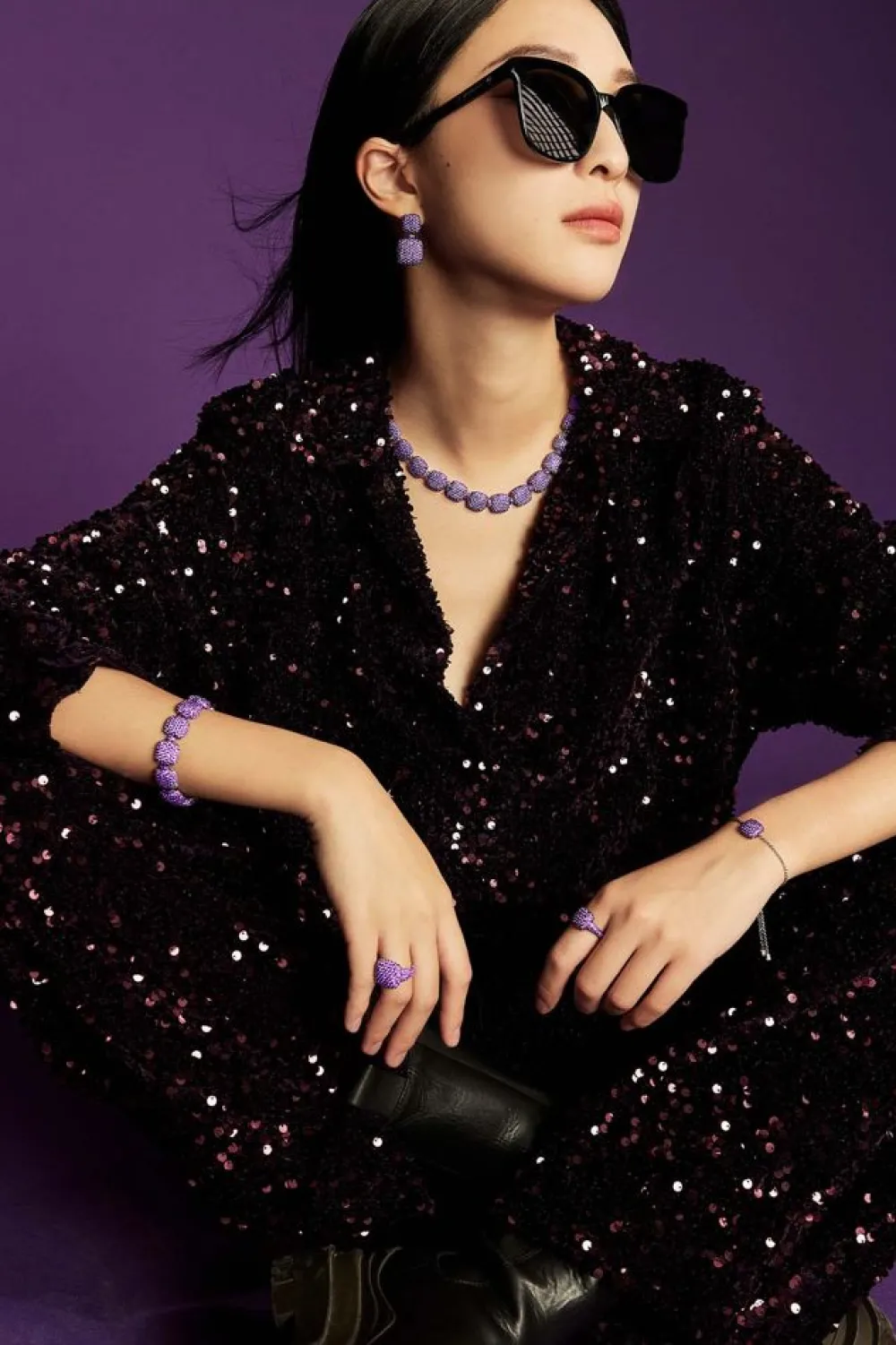 APM Monaco Bague Carre Violette^ Bagues