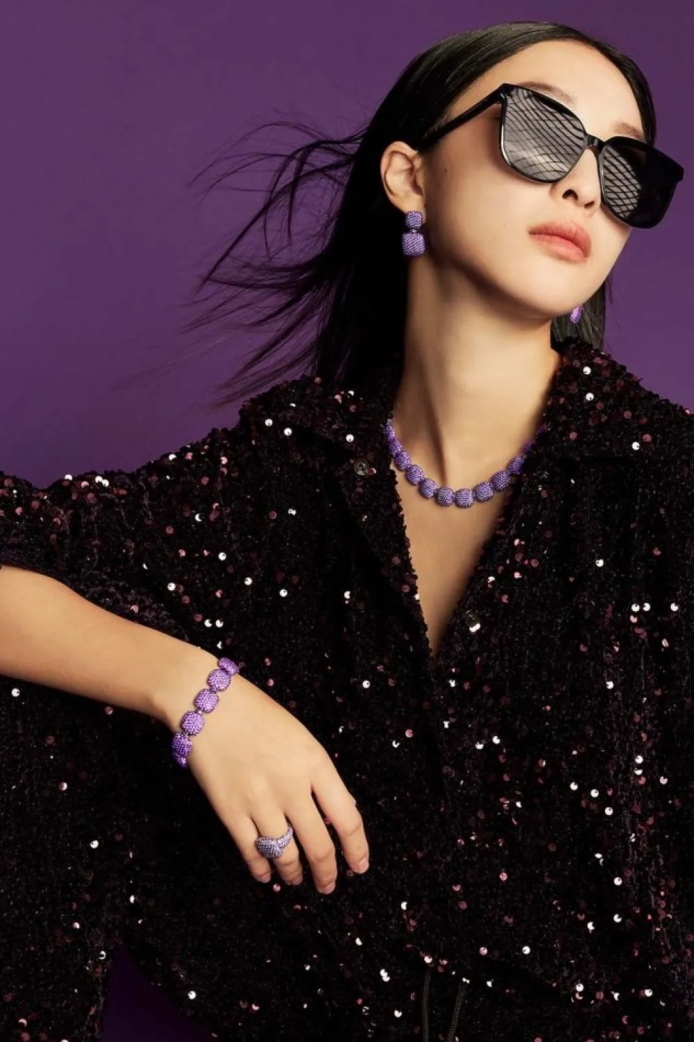APM Monaco Bague Carre Violette Bold^ Bagues