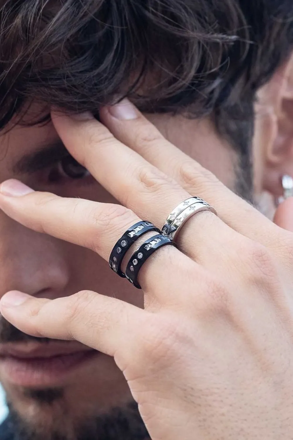 APM Monaco Bague Code Morse Smile Noire^ Bagues
