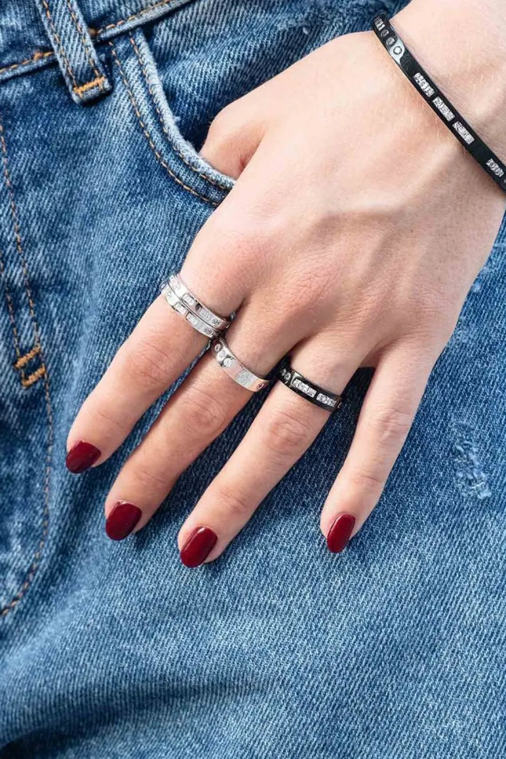 APM Monaco Bague Code Morse Smile Noire^ Bagues