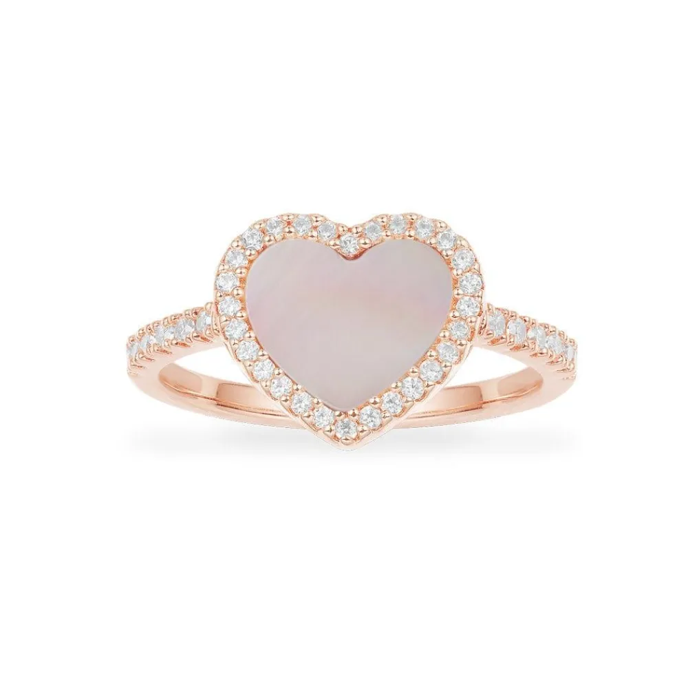 APM Monaco Bague Coeur Nacre Rose^ Bagues