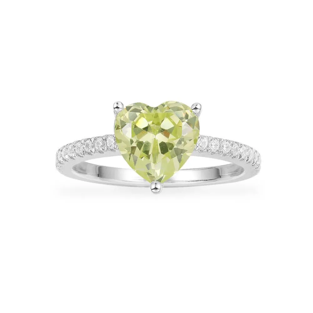 APM Monaco Bague Coeur Vert - Argent^ Bagues