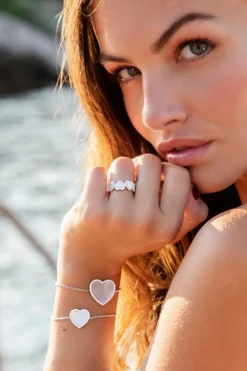 APM Monaco Bague Coeurs En Nacre - Argent^ Bagues