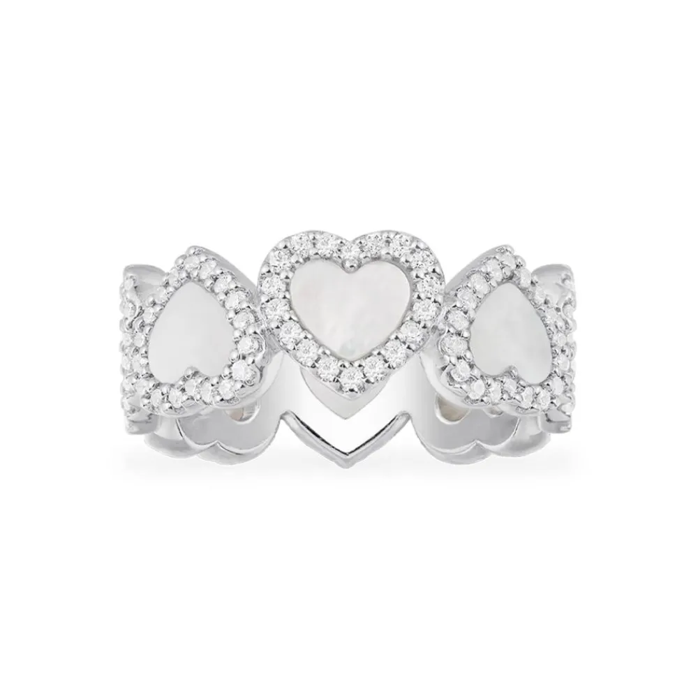 APM Monaco Bague Coeurs En Nacre - Argent^ Bagues