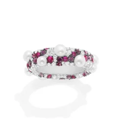 APM Monaco Bague Demi-Lune Fuchsia Avec Nacre^ Bagues