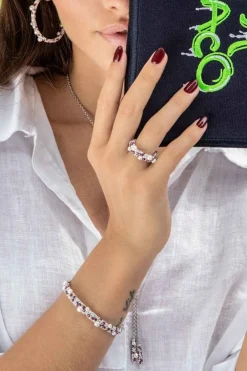 APM Monaco Bague Demi-Lune Fuchsia Avec Nacre^ Bagues
