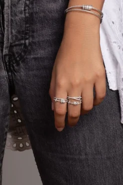 APM Monaco Bague Double Avec Anneaux Coulissants - Argent^ Bagues