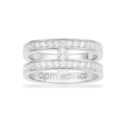APM Monaco Bague Double Ligne Pave^ Bagues