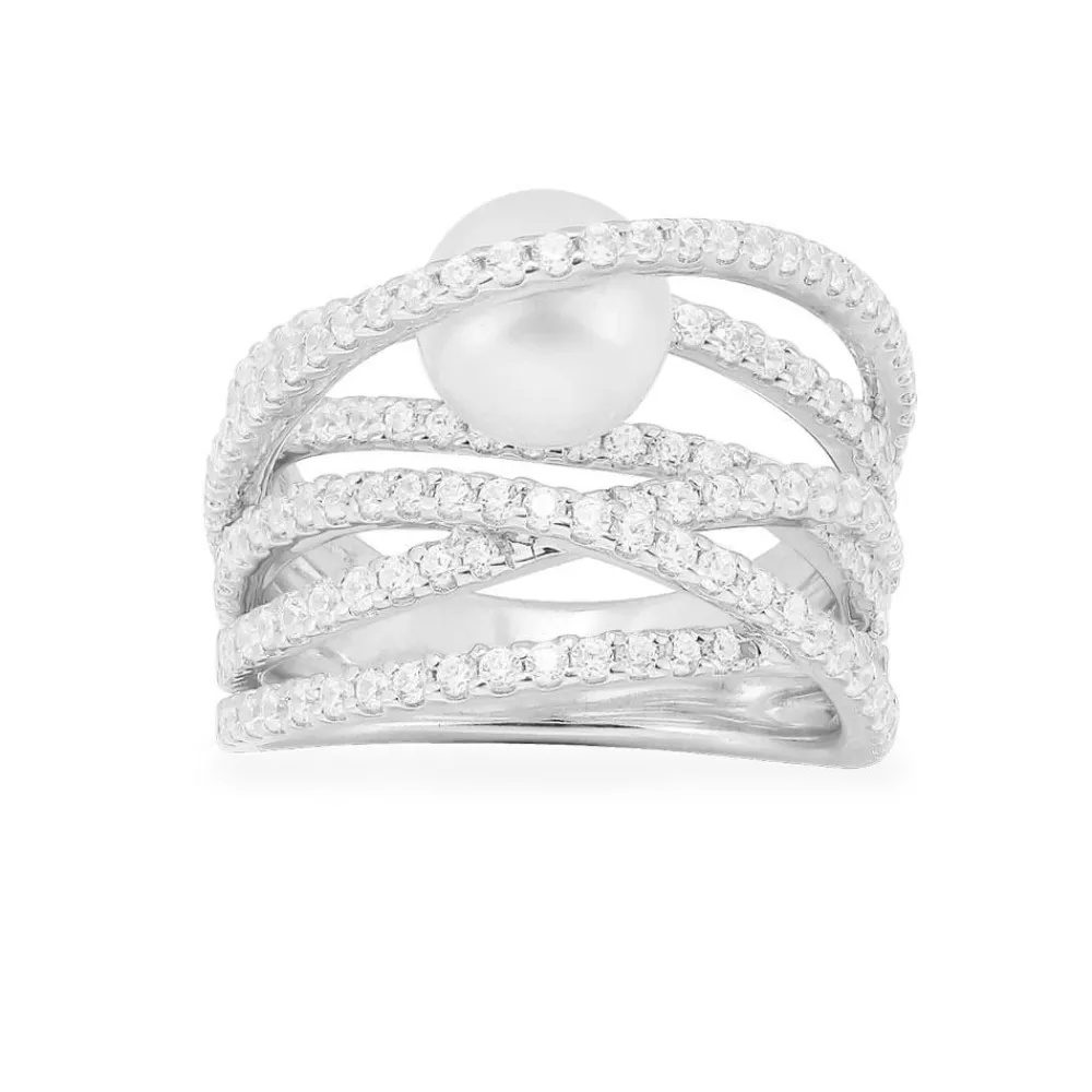 APM Monaco Bague Multi-Anneaux Avec Perle Interieure - Argent^ Bagues