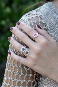 APM Monaco Bague Pave Pierre Carree Fuchsia^ Bagues