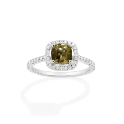 APM Monaco Bague Pave Pierre Carree Kaki^ Bagues