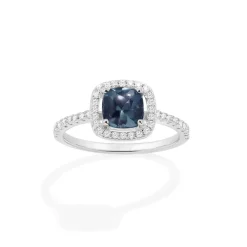 APM Monaco Bague Pave Pierre Carree Bleue^ Bagues