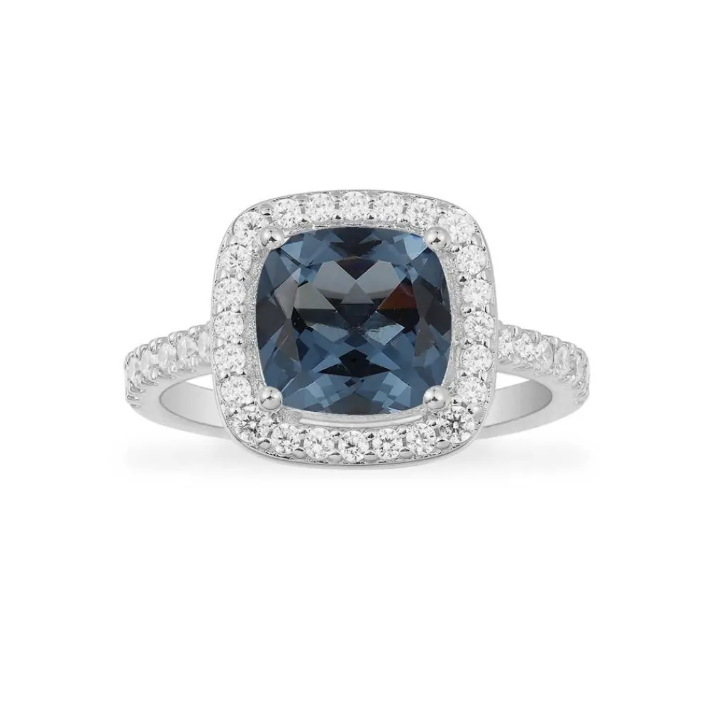 APM Monaco Bague Pave Pierre Carree Bleue^ Bagues