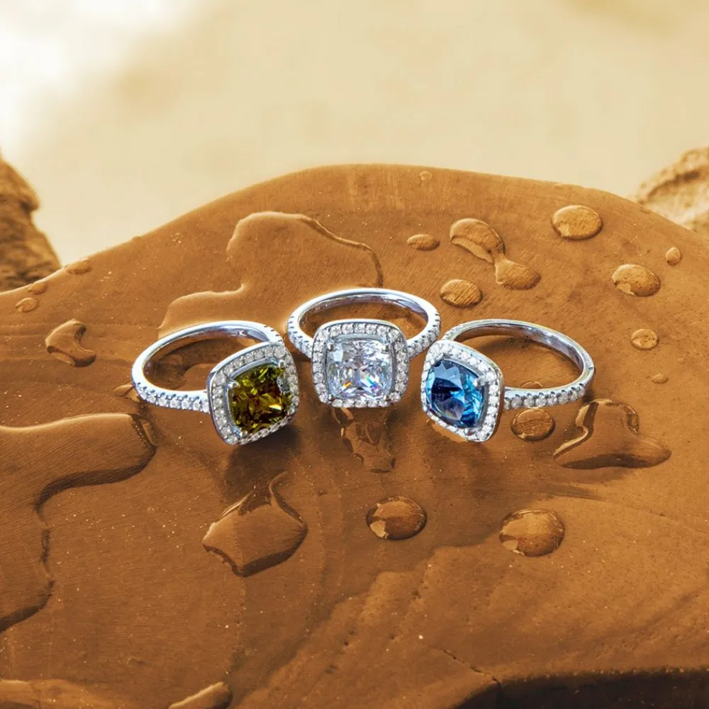 APM Monaco Bague Pave Pierre Carree Bleue^ Bagues