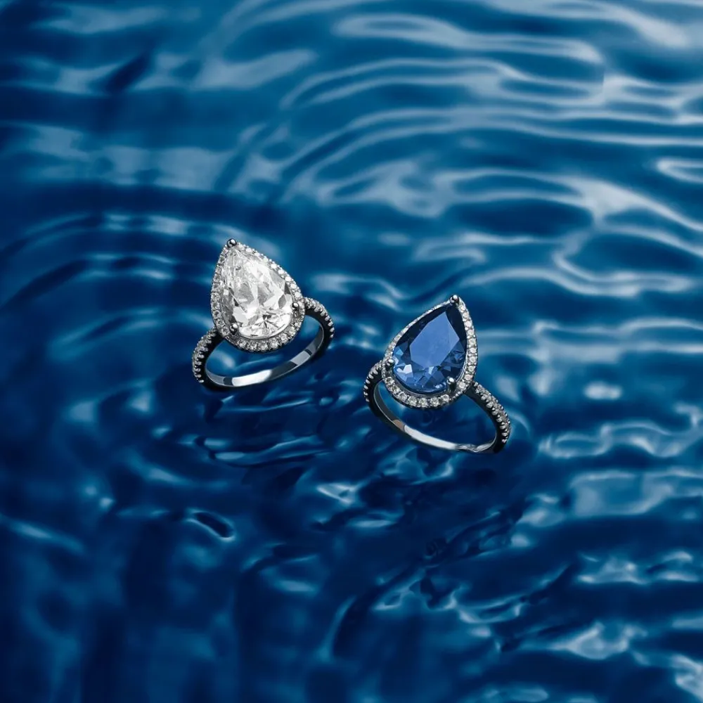 APM Monaco Bague Pave Poire Bleue^ Bagues
