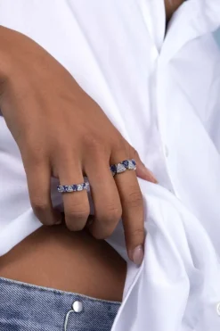 APM Monaco Bague Triangle Pave Bleu & Blanc^ Bagues