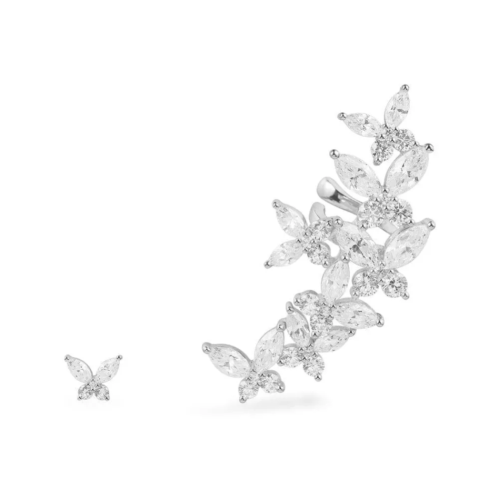 APM Monaco Boucle D'Oreille Ear Cuff Et Clou D'Oreille Papillon - Argent^ Boucles D'Oreilles