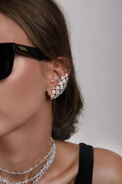 APM Monaco Boucle D'Oreille Individuelle Ear Cuff Meteorites Et Cercles - Argent^ Boucles D'Oreilles