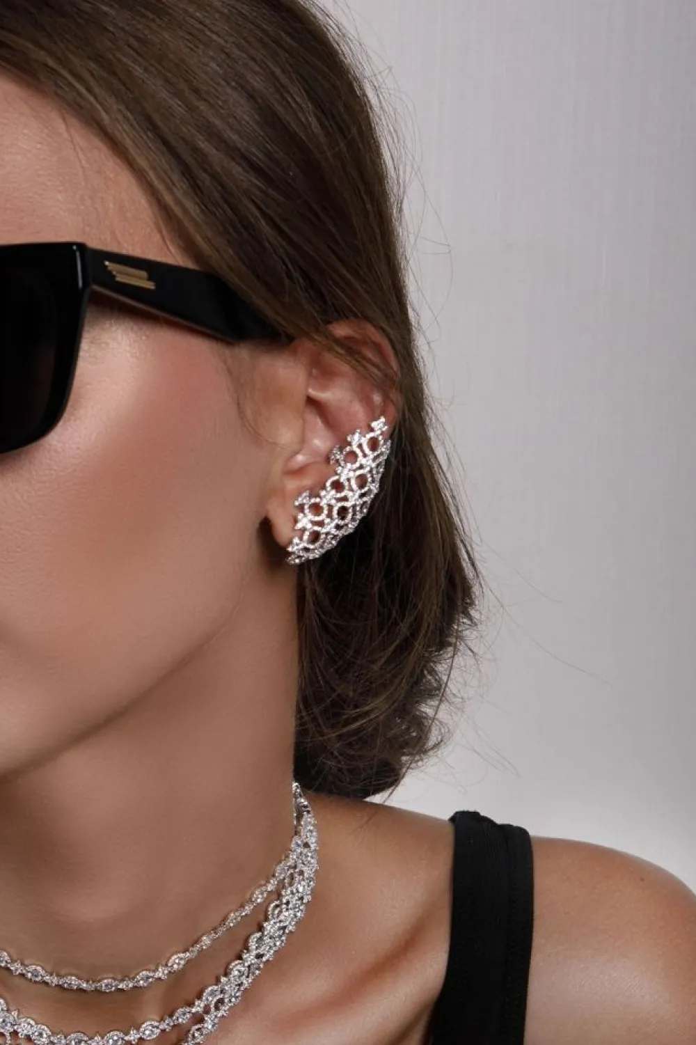 APM Monaco Boucle D'Oreille Individuelle Ear Cuff Meteorites Et Cercles - Argent^ Boucles D'Oreilles