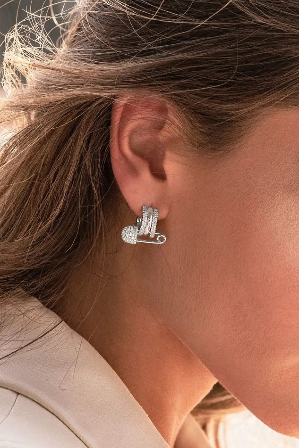 APM Monaco Boucle D'Oreille Individuelle Ear Cuff Epingle A Nourrice - Argent^ Boucles D'Oreilles