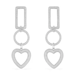 APM Monaco Boucle D'Oreille Tombante Rectangle Cercle Et Coeur^ Boucles D'Oreilles