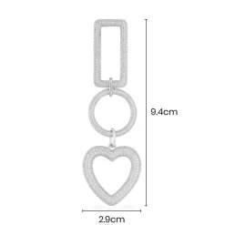 APM Monaco Boucle D'Oreille Tombante Rectangle Cercle Et Coeur^ Boucles D'Oreilles