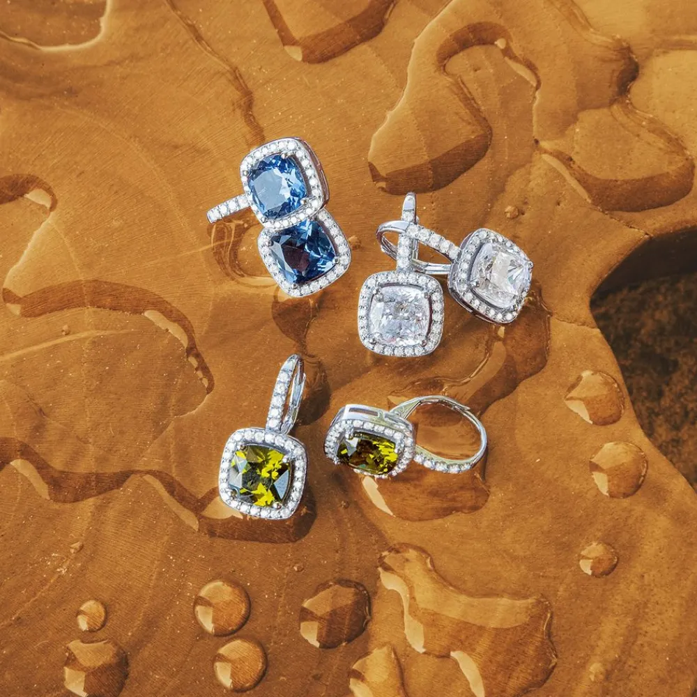 APM Monaco Boucles D'Oreille Pierre Carree Bleue^ Boucles D'Oreilles