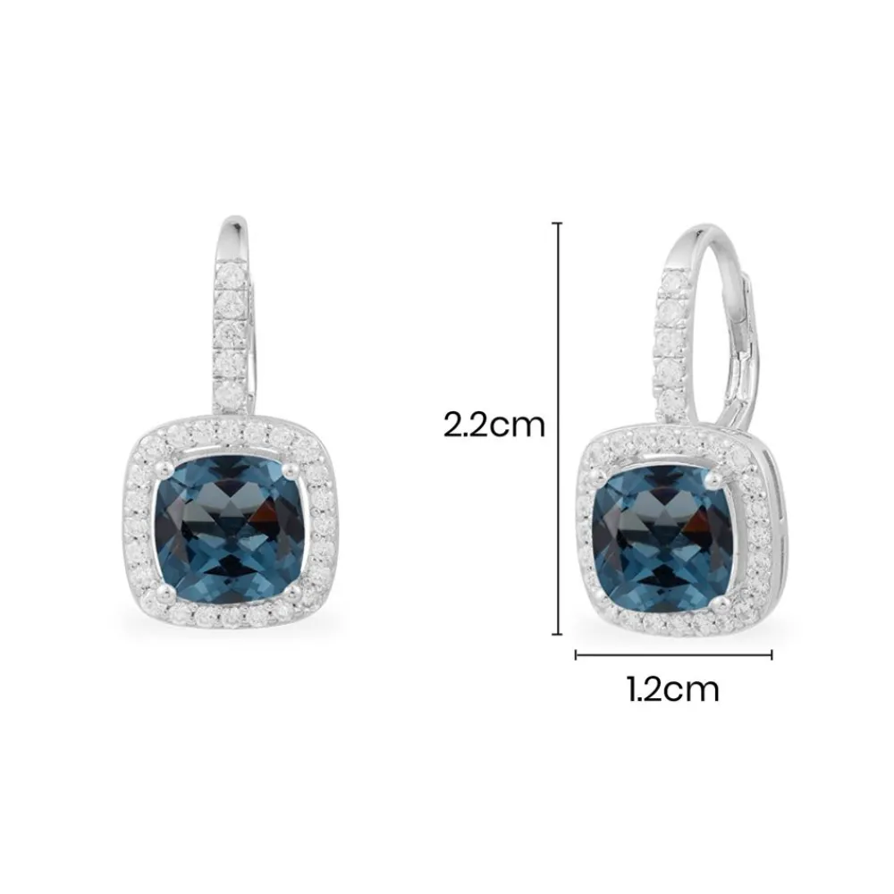 APM Monaco Boucles D'Oreille Pierre Carree Bleue^ Boucles D'Oreilles