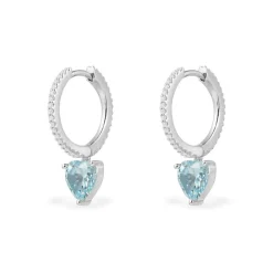 APM Monaco Boucles D'Oreilles Anneaux Coeur Bleu - Argent^ Boucles D'Oreilles