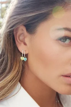 APM Monaco Boucles D'Oreilles Anneaux Coeur Bleu - Argent^ Boucles D'Oreilles