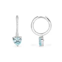 APM Monaco Boucles D'Oreilles Anneaux Coeur Bleu - Argent^ Boucles D'Oreilles