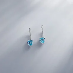 APM Monaco Boucles D'Oreilles Anneaux Coeur Bleu - Argent^ Boucles D'Oreilles