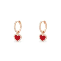 APM Monaco Boucles D'Oreilles Anneaux Coeur Rouge^ Boucles D'Oreilles