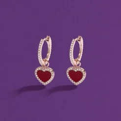 APM Monaco Boucles D'Oreilles Anneaux Coeur Rouge^ Boucles D'Oreilles