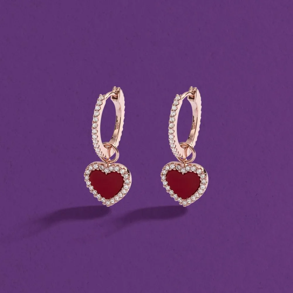 APM Monaco Boucles D'Oreilles Anneaux Coeur Rouge^ Boucles D'Oreilles