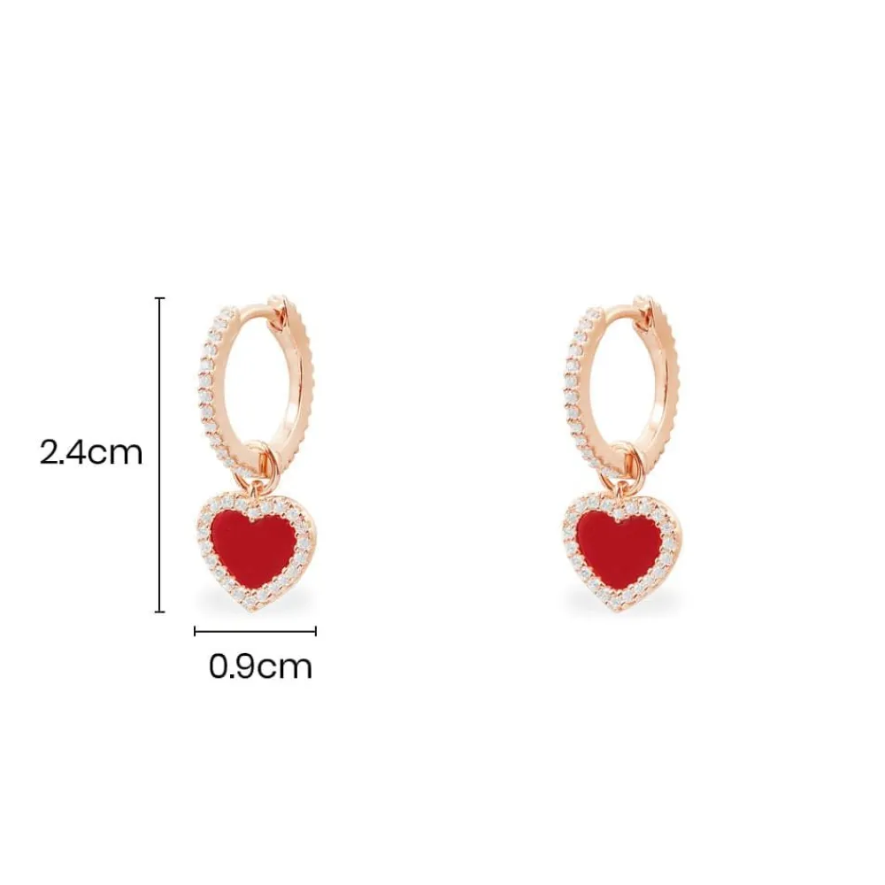 APM Monaco Boucles D'Oreilles Anneaux Coeur Rouge^ Boucles D'Oreilles