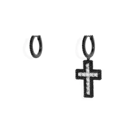 APM Monaco Boucles D'Oreilles Asymetriques Croix Noires^ Boucles D'Oreilles