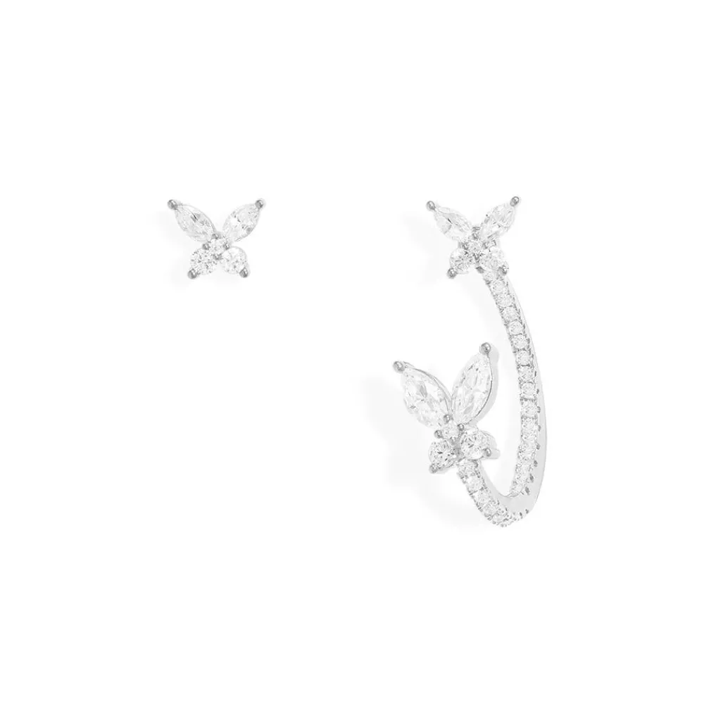 APM Monaco Boucles D'Oreilles Asymetriques Papillon - Argent^ Boucles D'Oreilles