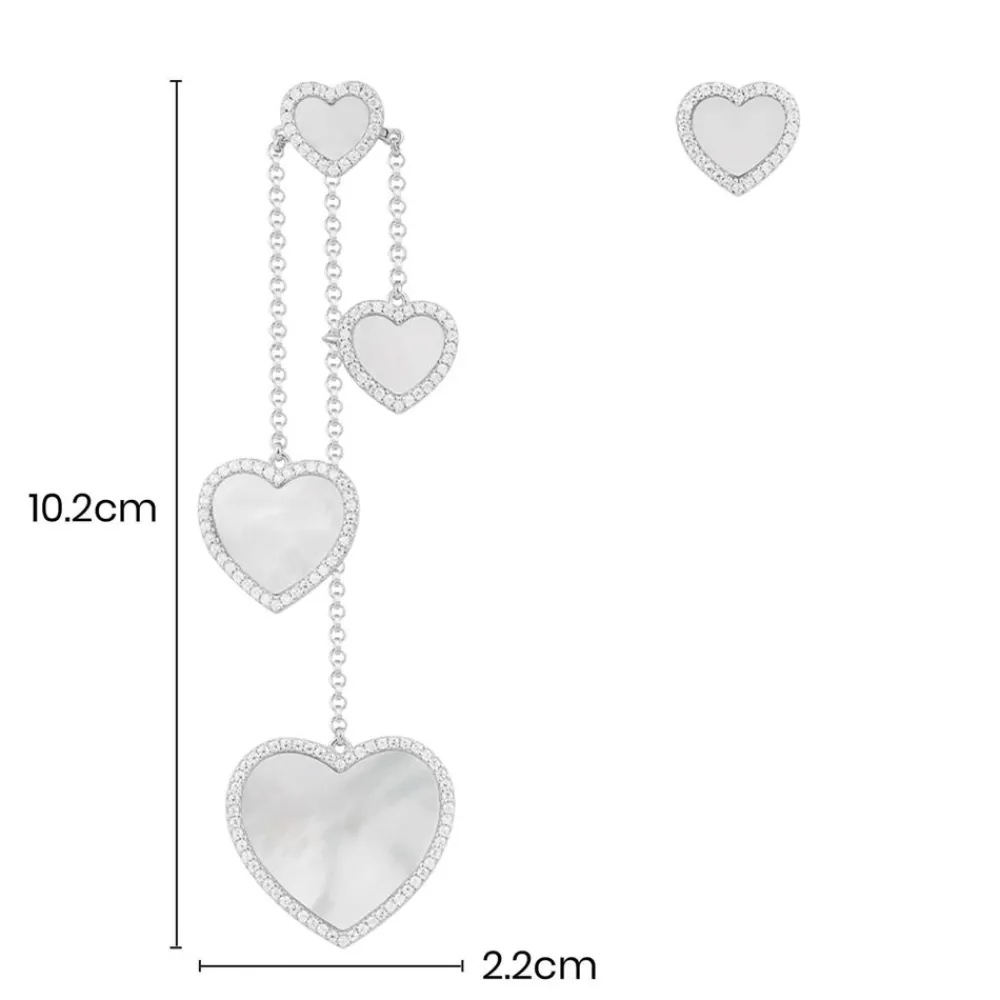 APM Monaco Boucles D'Oreilles Asymetriques Coeur En Nacre - Argent^ Boucles D'Oreilles