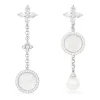 APM Monaco Boucles D'Oreilles Asymetriques Nacre Blanche Et Perle Tombante - Argent^ Boucles D'Oreilles