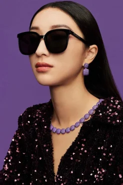 APM Monaco Boucles D'Oreilles Carre Violettes^ Boucles D'Oreilles