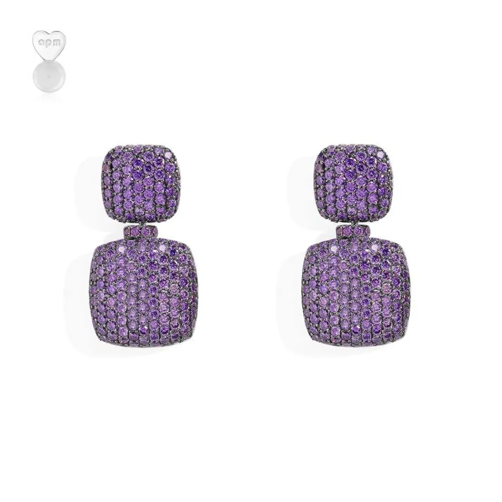 APM Monaco Boucles D'Oreilles Carre Violettes^ Boucles D'Oreilles