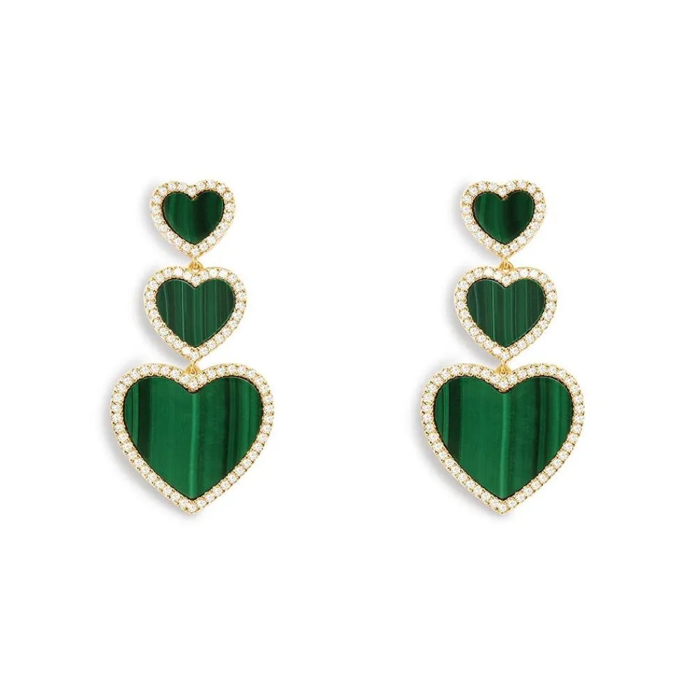 APM Monaco Boucles D'Oreilles Coeur Malachite^ Boucles D'Oreilles