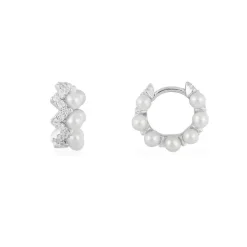 APM Monaco Boucles D'Oreilles Creoles Up And Down Avec Perles - Argent^ Boucles D'Oreilles