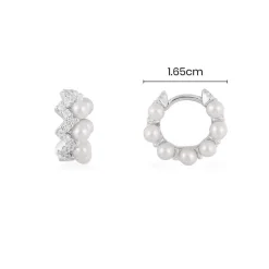 APM Monaco Boucles D'Oreilles Creoles Up And Down Avec Perles - Argent^ Boucles D'Oreilles