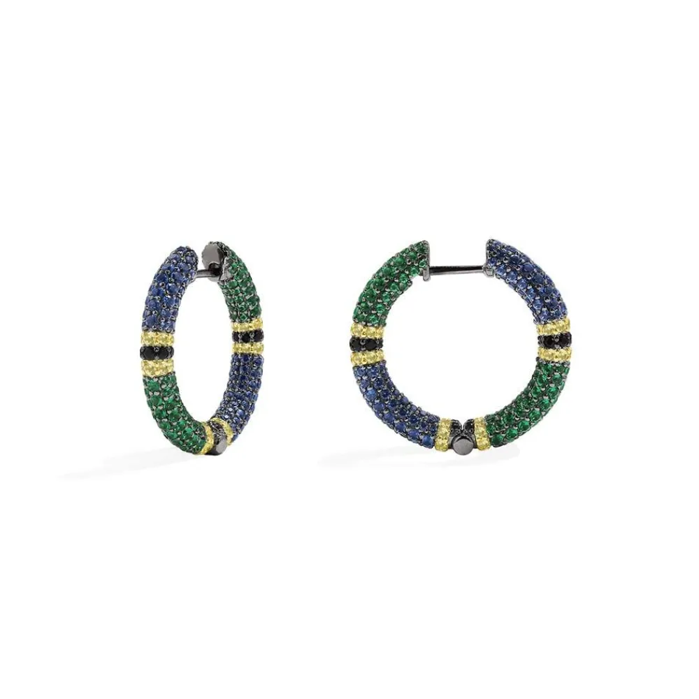 APM Monaco Boucles D'Oreilles Creoles Pave Multicolores^ Boucles D'Oreilles