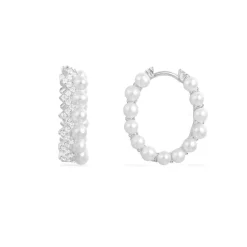 APM Monaco Boucles D'Oreilles Creoles Up And Down Avec Perles - Argent^ Boucles D'Oreilles
