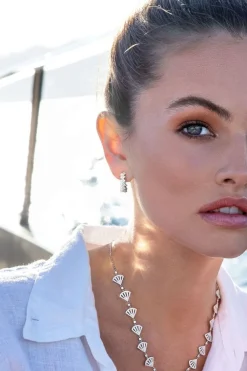 APM Monaco Boucles D'Oreilles Creoles Up And Down Avec Perles - Argent^ Boucles D'Oreilles