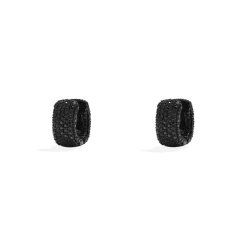 APM Monaco Boucles D'Oreilles Creoles Pave Noires^ Boucles D'Oreilles