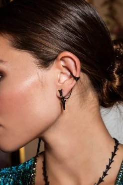 APM Monaco Boucles D'Oreilles Dragon Avec Ear Cuff Et Chaine - Argent^ Boucles D'Oreilles
